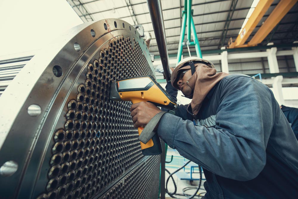 NDT technician inspects weld as part of NDT career